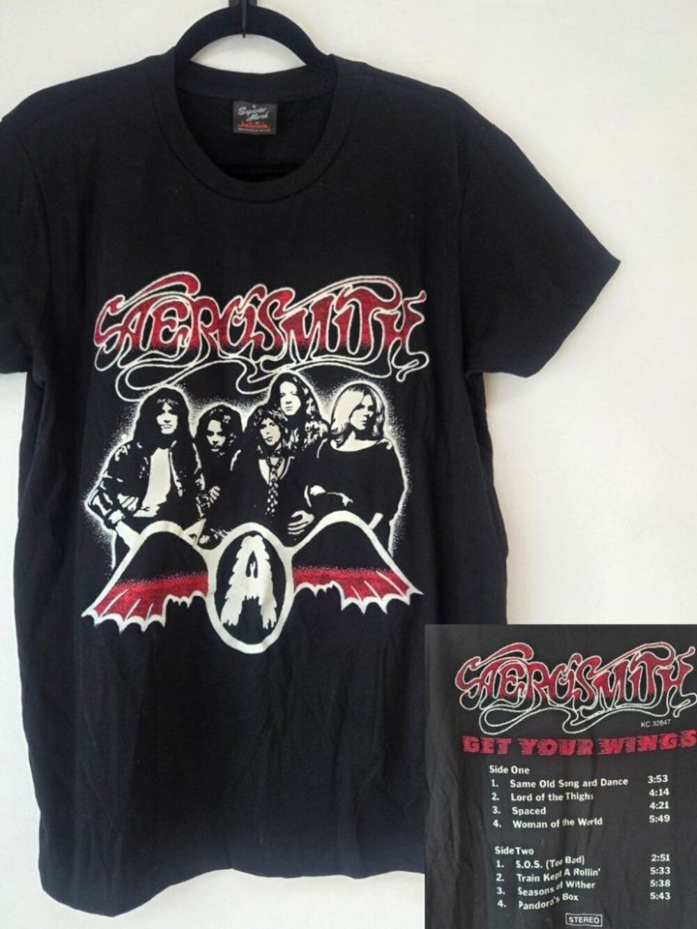 Vintage Aerosmith Kellycole Get Your Wings TrackList T-Shirt Single Stitch USA M